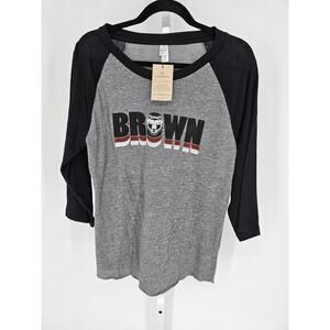 NWT ALTERNATIVE Grey Heathered Brown University Long Sleeve T-Shirt Size M